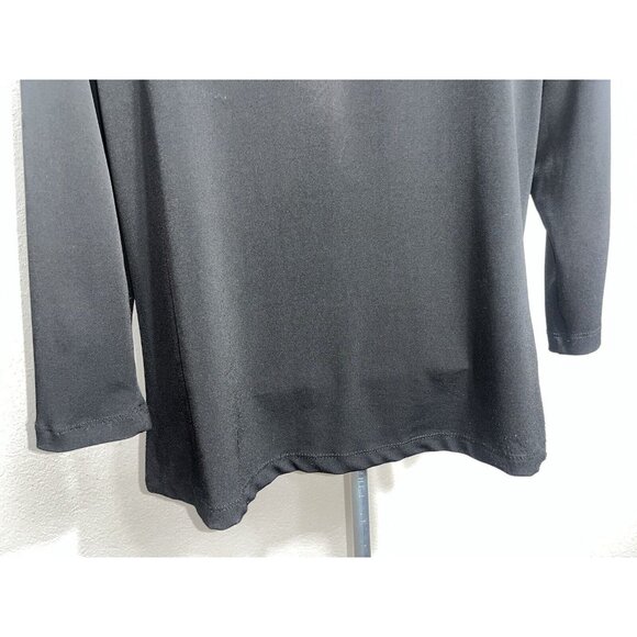 JM Collection Women Petite Medium Blouse Black Lightweight long sleeve - Picture 6 of 8